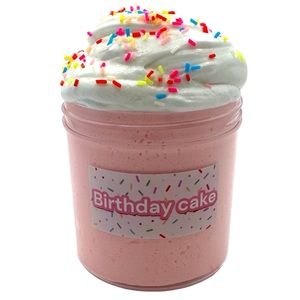 Birthday Cake with Frosting and Sprinkles Cloud Dough Slime Pink Party 4 oz